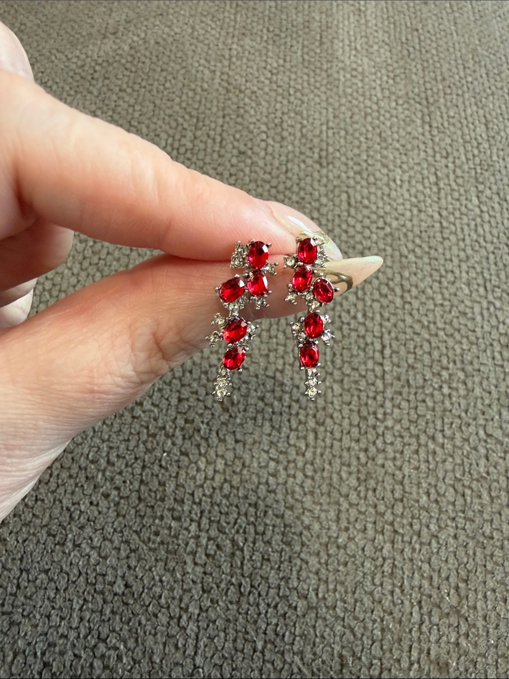 Red Crystal Drop Earrings